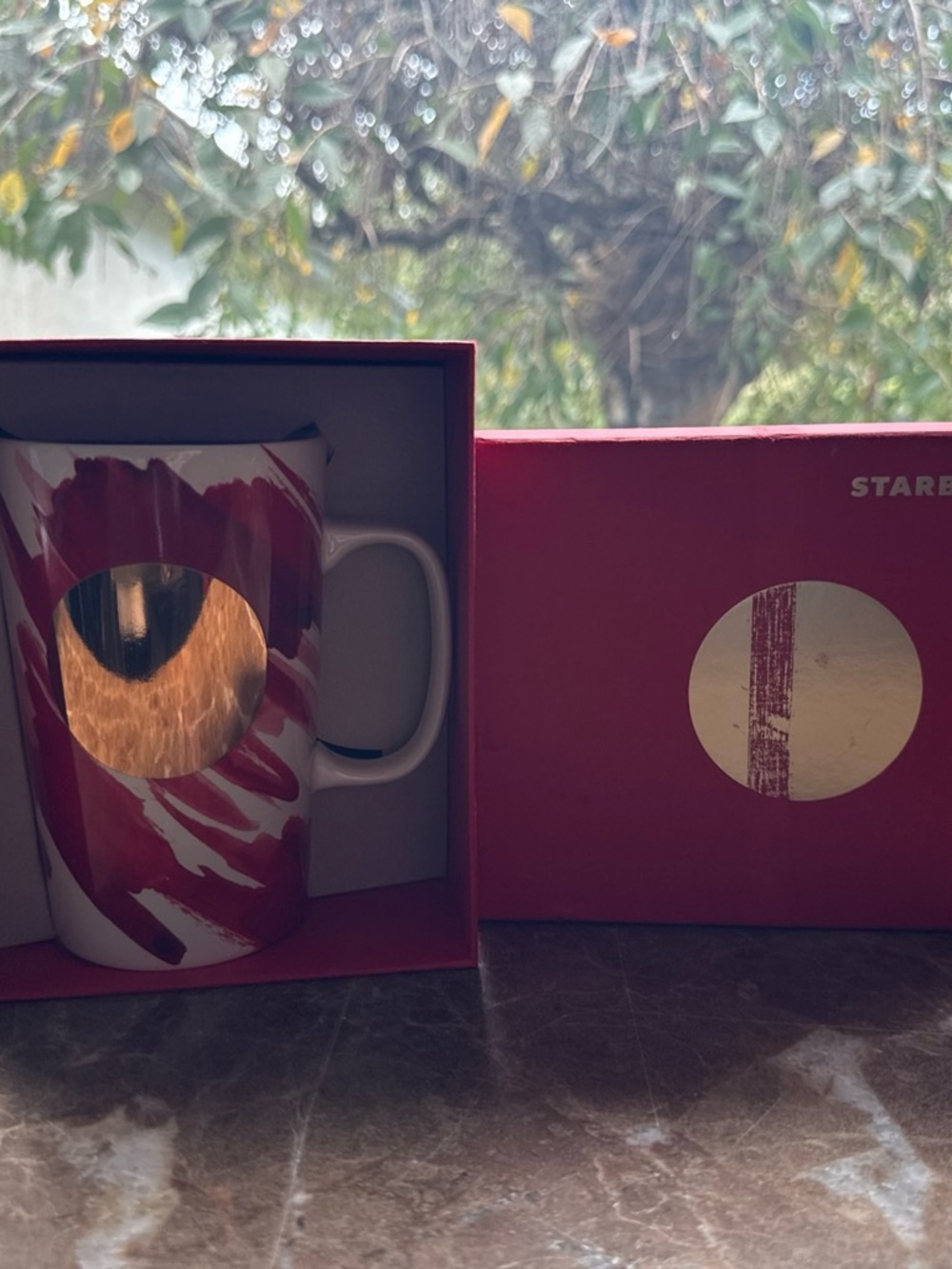 Starbucks Red, White and Gold Holiday Brushstroke Mug